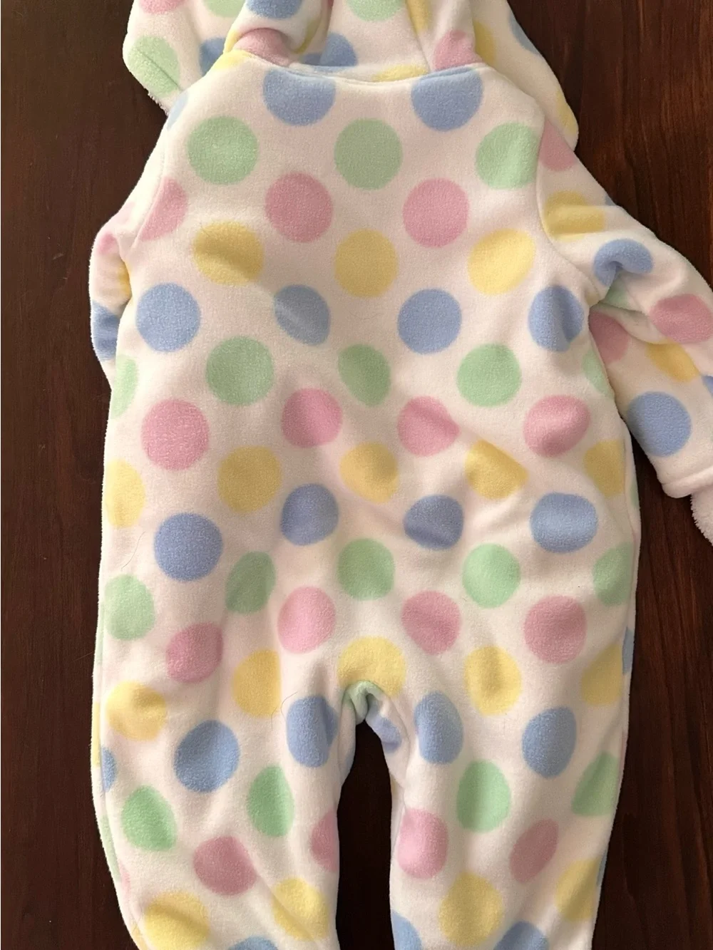 6MO Hooded Fleece Polka Dot One Piece